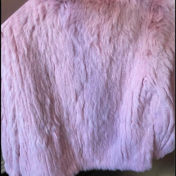 FOX the label pink rabbit fur jacket - perfect condition 10/10 - Picture 3 of 4